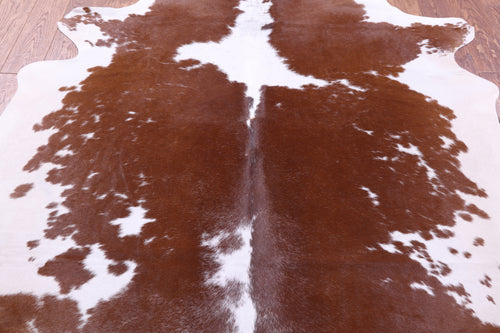 Brown & White Natural Cowhide Rug - Large 6' 4