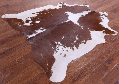 Brown & White Natural Cowhide Rug - Large 6' 4