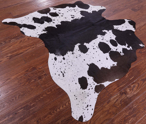 Brown & White Natural Cowhide Rug - Small 4' 8