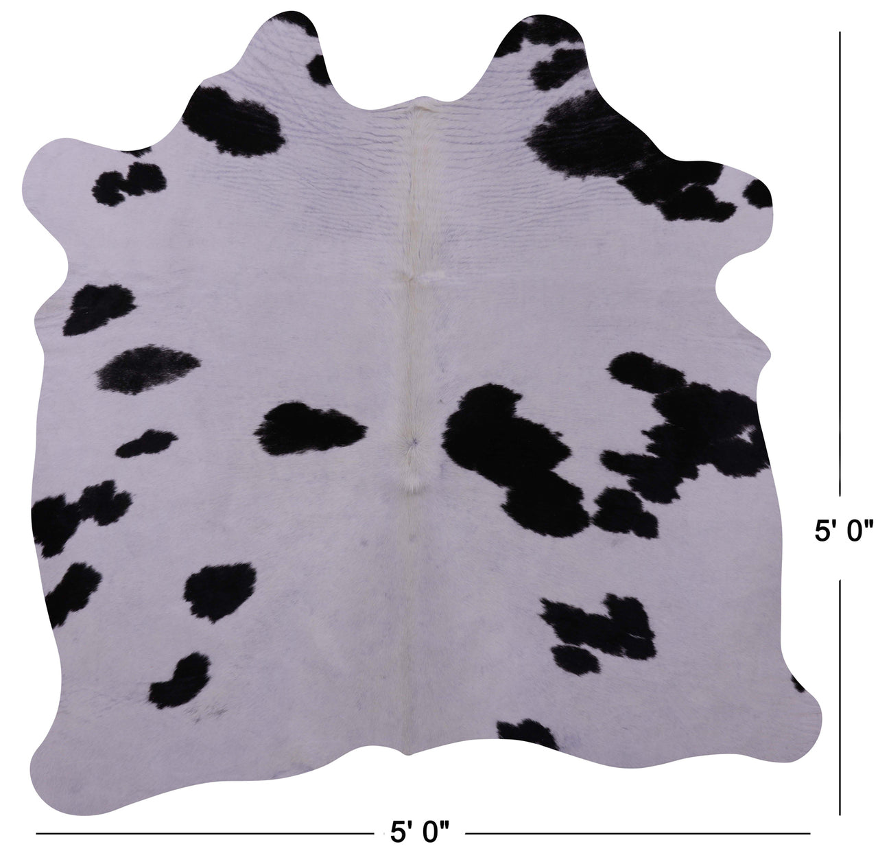 Black & White Natural Cowhide Rug - Small 5' 0"H x 5' 0"W