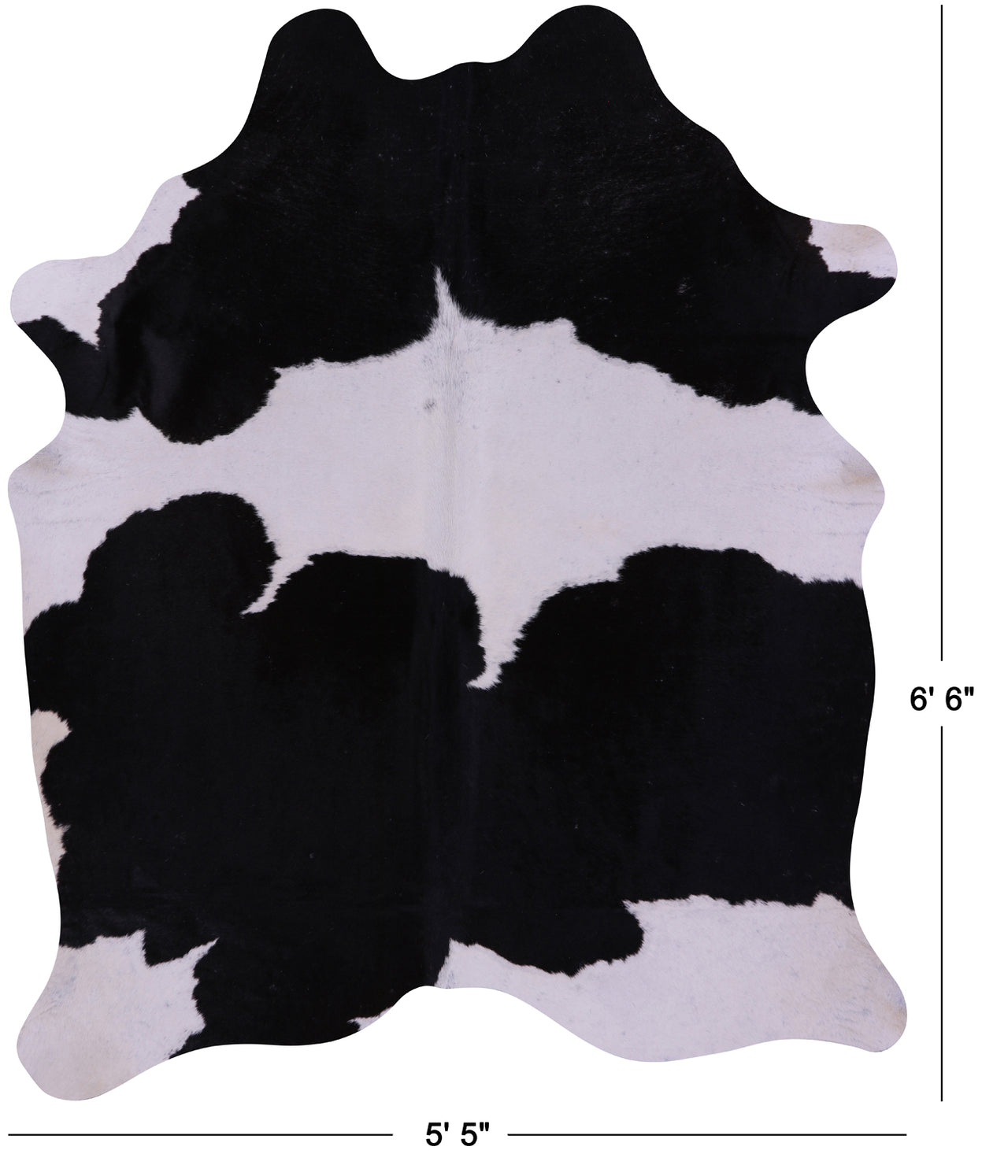Black & White Natural Cowhide Rug - Large 6' 6"H x 5' 5"W