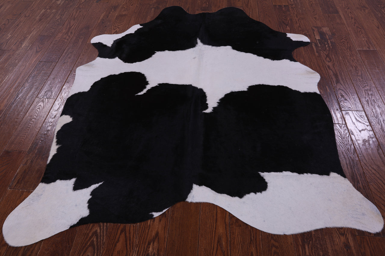 Black & White Natural Cowhide Rug - Large 6' 6"H x 5' 5"W