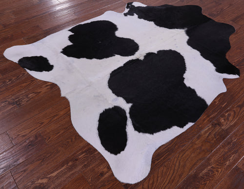 Black & White Natural Cowhide Rug - Large 6' 4