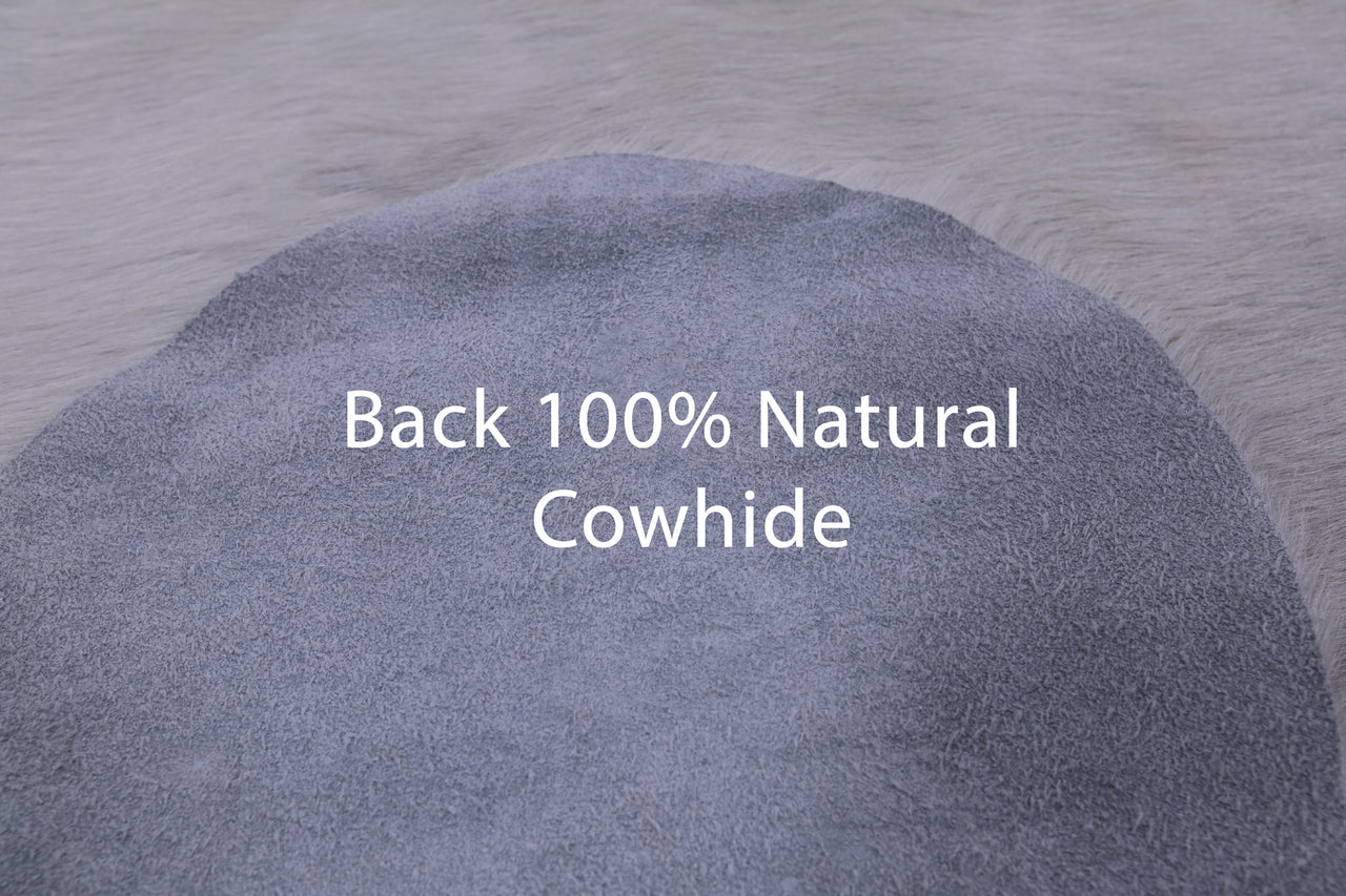 White Natural Cowhide Rug - X-Large 7' 7"H x 6' 11"W