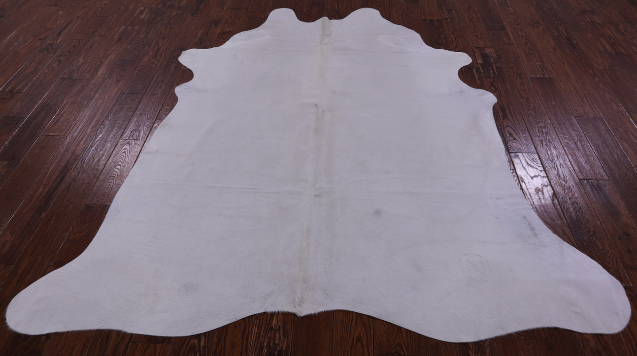 White Natural Cowhide Rug - X-Large 7' 2"H x 6' 9"W