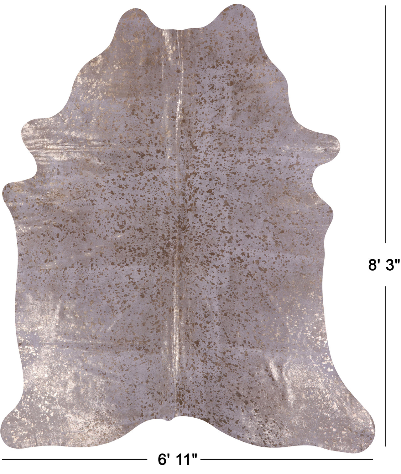 Gold Metallic Natural Cowhide Rug - XX-Large 8'3"H x 6'11"W