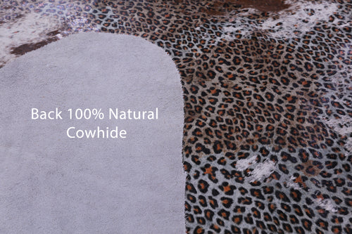 Leopard Animal Print Natural Cowhide Rug - X-Large 7'5