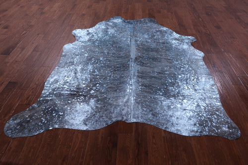 Blue Metallic Natural Cowhide Rug - XX-Large 7'8