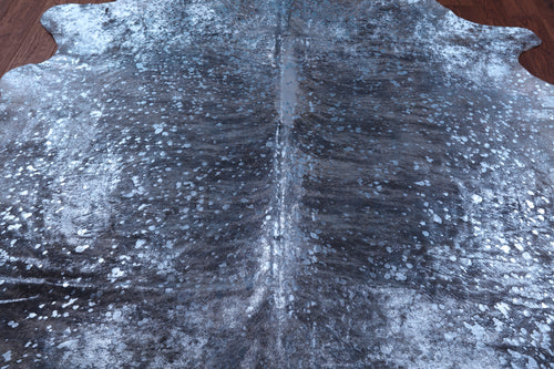 Blue Metallic Natural Cowhide Rug - XX-Large 7'8