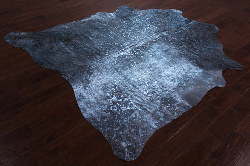 Blue Metallic Natural Cowhide Rug - XX-Large 7'8