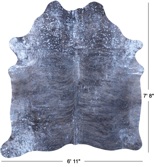Blue Metallic Natural Cowhide Rug - XX-Large 7'8