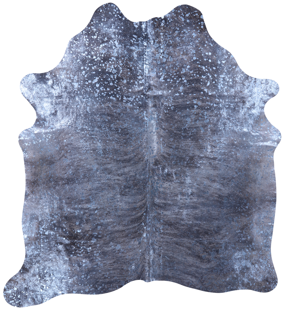 Blue Metallic Natural Cowhide Rug - XX-Large 7'8"H x 6'11"W