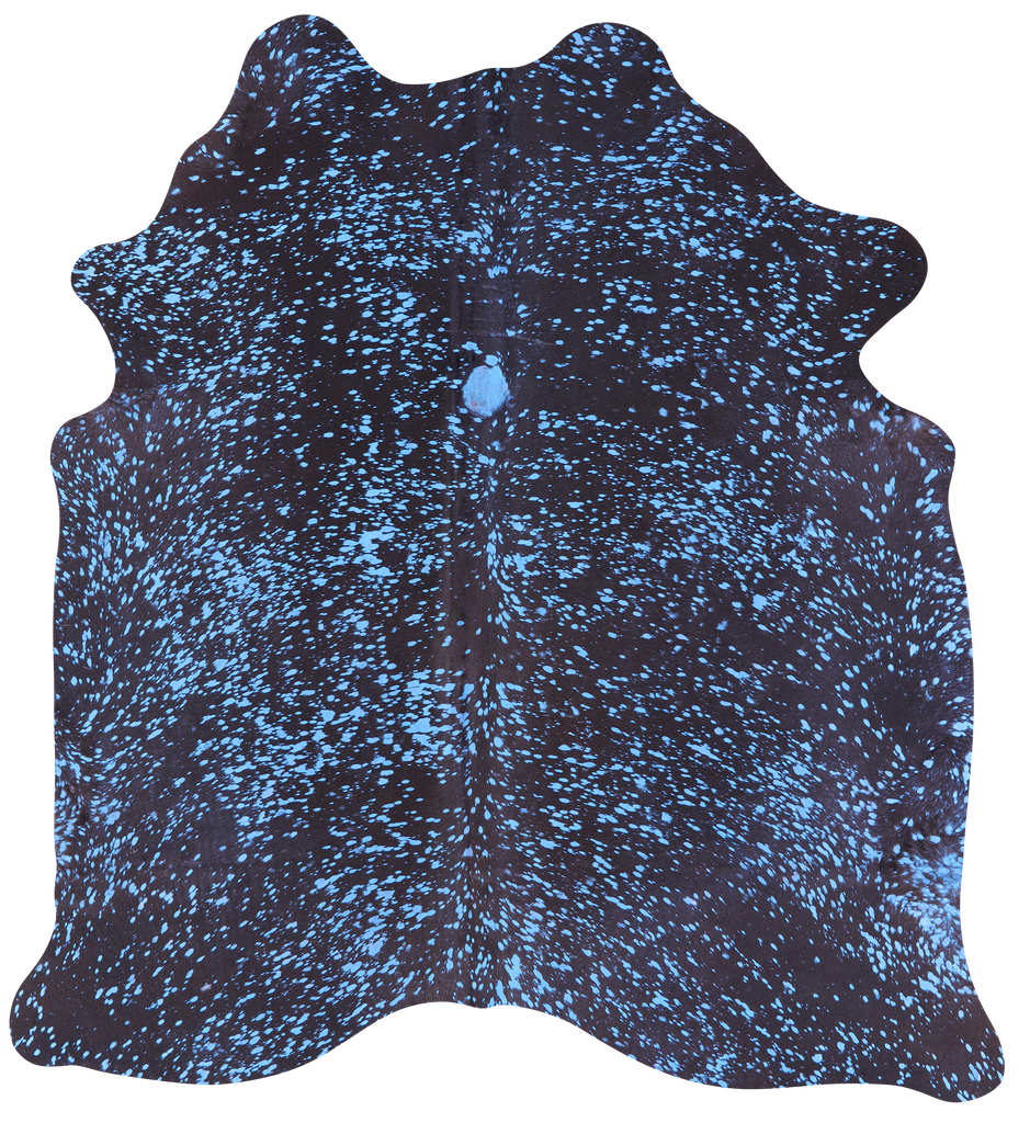 Blue Metallic Natural Cowhide Rug - Medium 5'8"H x 5'3"W