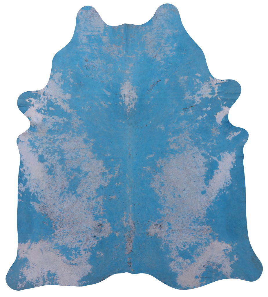 Blue Dyed Natural Cowhide Rug - XX-Large 7'9"H x 7'2"W