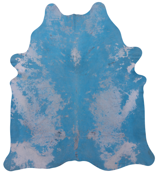 Blue Dyed Natural Cowhide Rug - XX-Large 7'9"H x 7'2"W