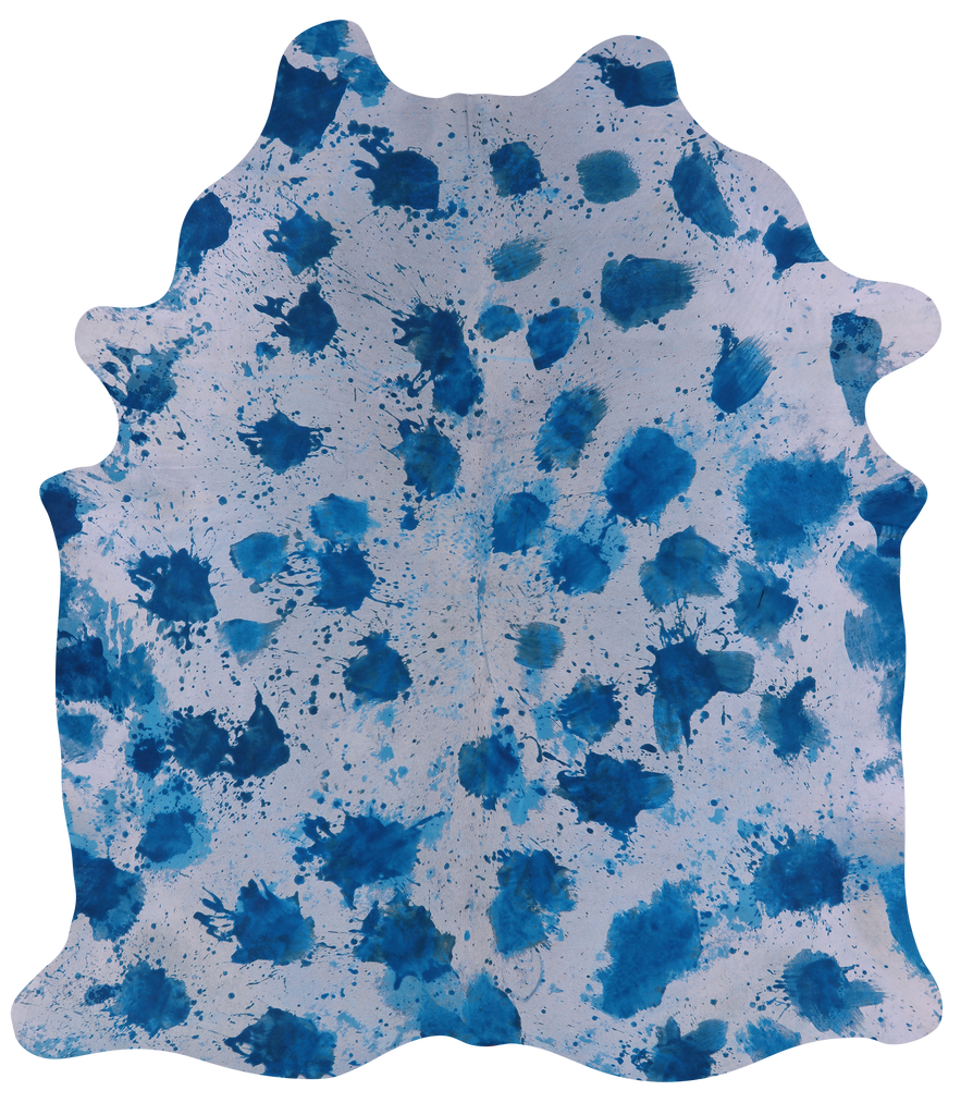 Blue Dyed Natural Cowhide Rug - X-Large 7'6"H x 6'7"W