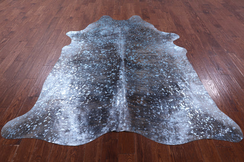 Blue Metallic Natural Cowhide Rug - X-Large 7'6