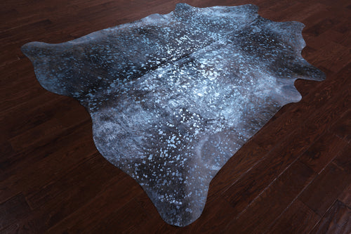 Blue Metallic Natural Cowhide Rug - X-Large 7'6