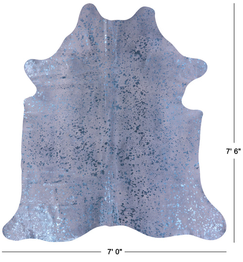 Blue Metallic Natural Cowhide Rug - X-Large 7'6