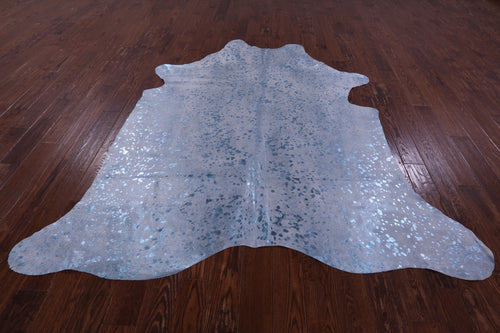 Blue Metallic Natural Cowhide Rug - X-Large 7'6