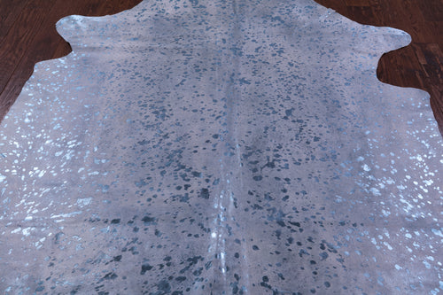 Blue Metallic Natural Cowhide Rug - X-Large 7'6