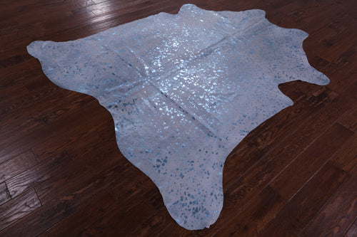Blue Metallic Natural Cowhide Rug - X-Large 7'6
