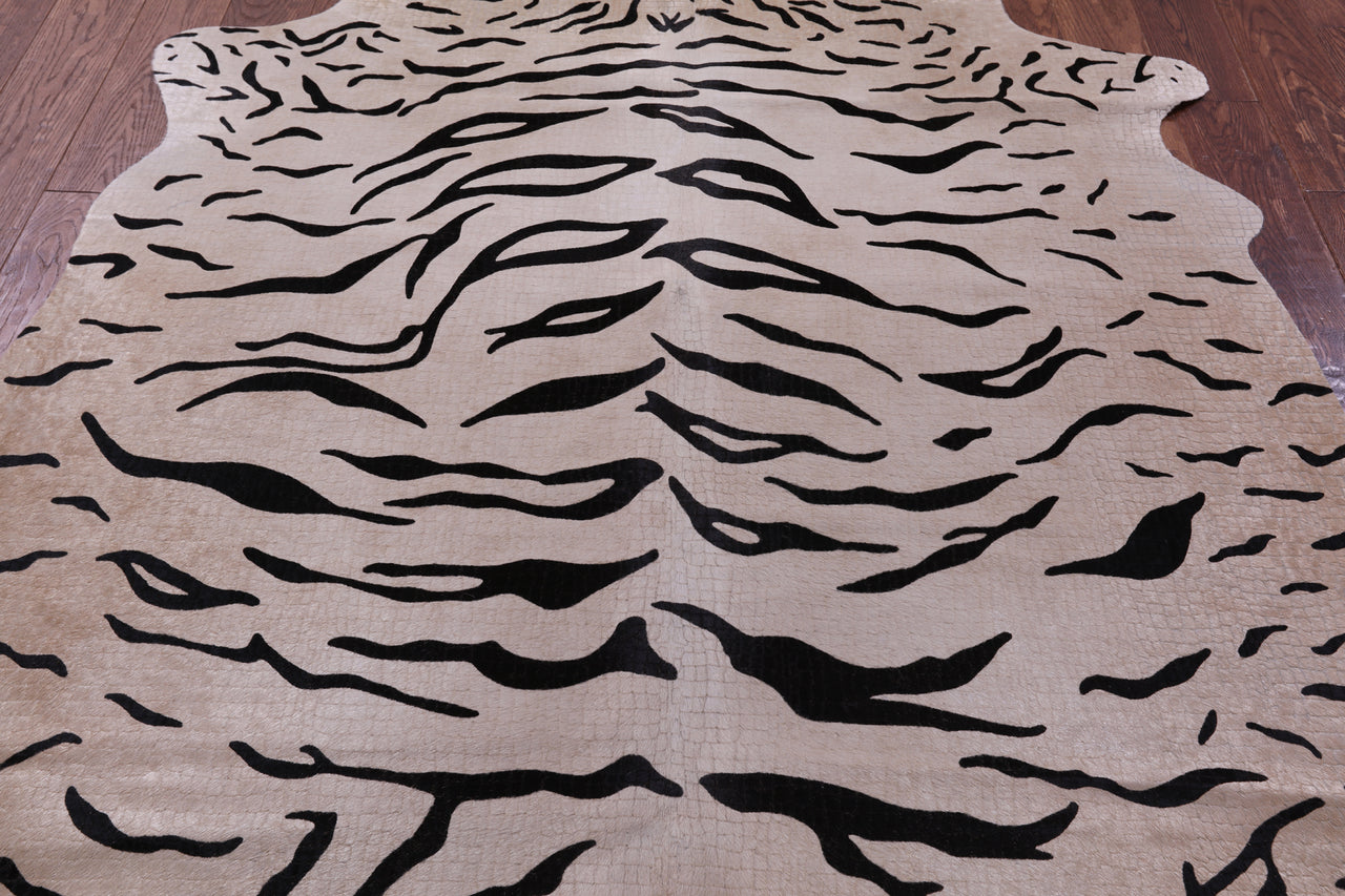 Tiger Animal Print Natural Cowhide Rug - Large 6'7"H x 5'4"W
