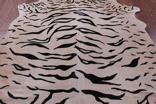 Tiger Animal Print Natural Cowhide Rug - Large 6'7