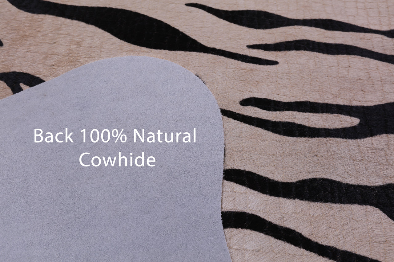 Tiger Animal Print Natural Cowhide Rug - Large 6'7"H x 5'4"W