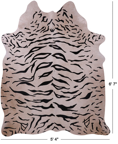 Tiger Animal Print Natural Cowhide Rug - Large 6'7
