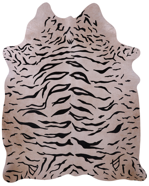 Tiger Animal Print Natural Cowhide Rug - Large 6'7"H x 5'4"W