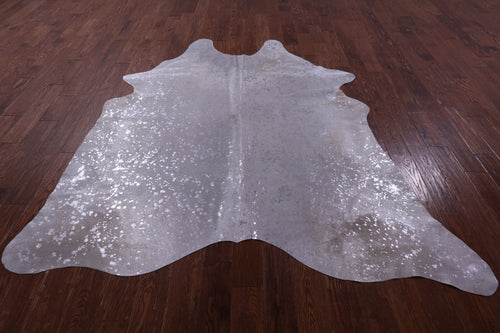 Silver Metallic Natural Cowhide Rug - X-Large 7'6