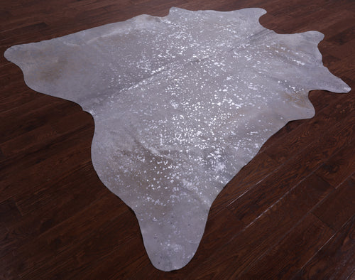 Silver Metallic Natural Cowhide Rug - X-Large 7'6