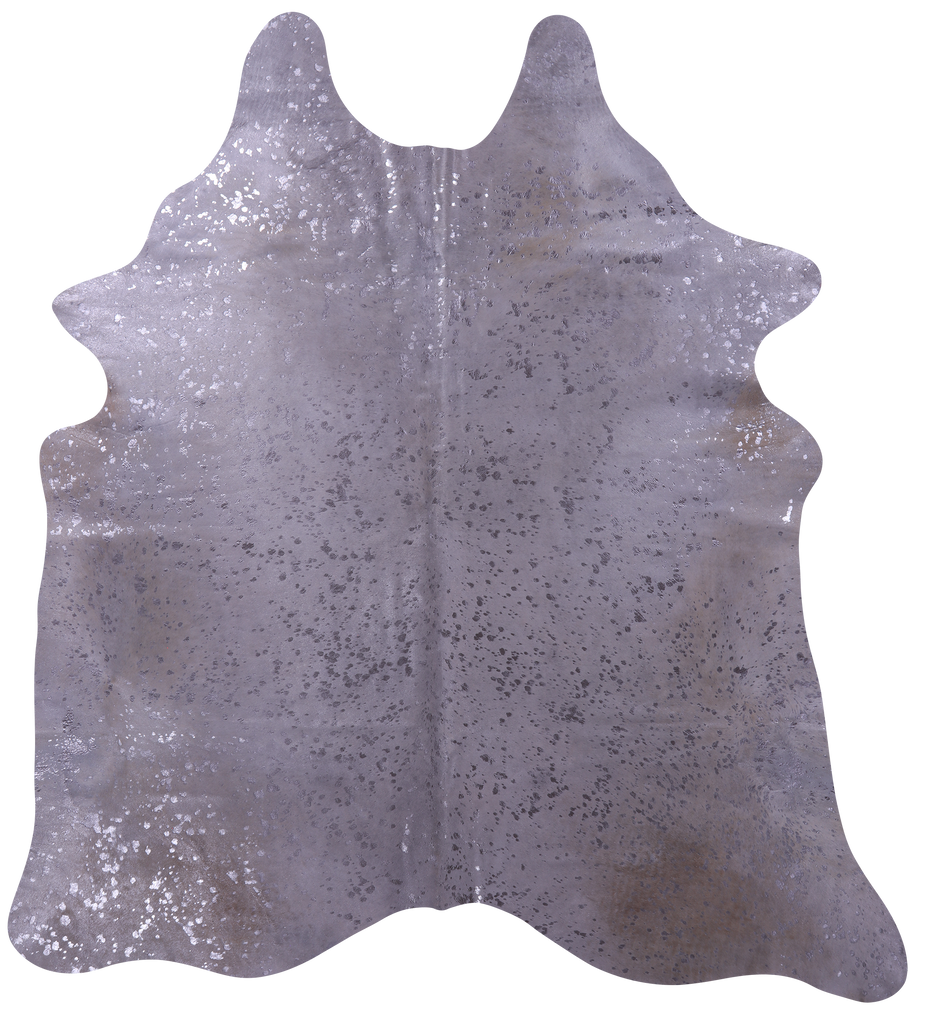 Silver Metallic Natural Cowhide Rug - X-Large 7'6"H x 6'11"W