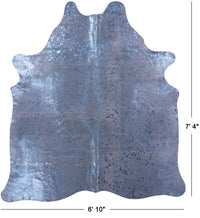 Thumbnail for Blue Metallic Natural Cowhide Rug - X-Large 7'4