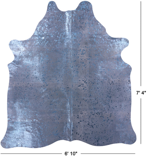 Blue Metallic Natural Cowhide Rug - X-Large 7'4
