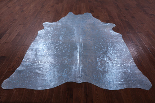 Blue Metallic Natural Cowhide Rug - X-Large 7'4
