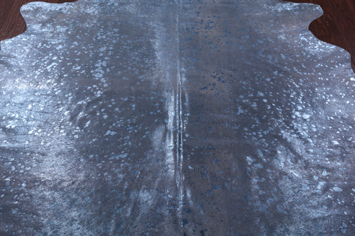 Blue Metallic Natural Cowhide Rug - X-Large 7'4