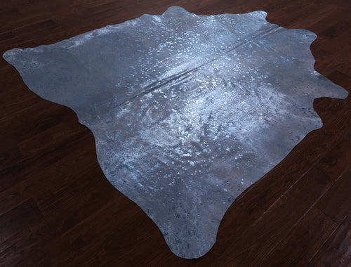Blue Metallic Natural Cowhide Rug - X-Large 7'4
