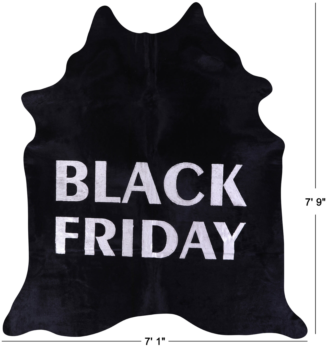 Black Friday Printed Natural Cowhide Rug - XX-Large 7'9"H x 7'1"W