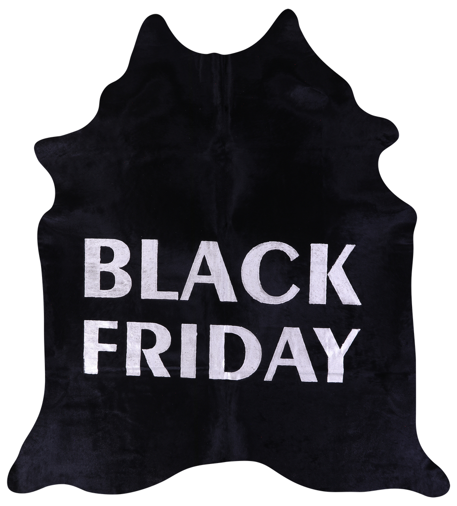 Black Friday Printed Natural Cowhide Rug - XX-Large 7'9"H x 7'1"W