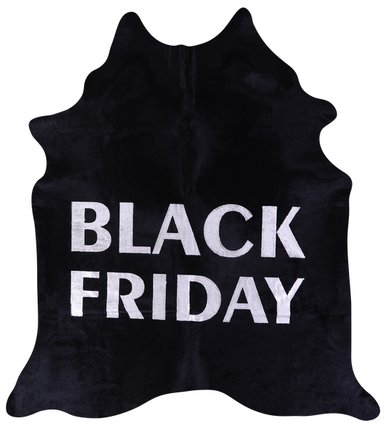 Black Friday Printed Natural Cowhide Rug - XX-Large 7'9"H x 7'1"W