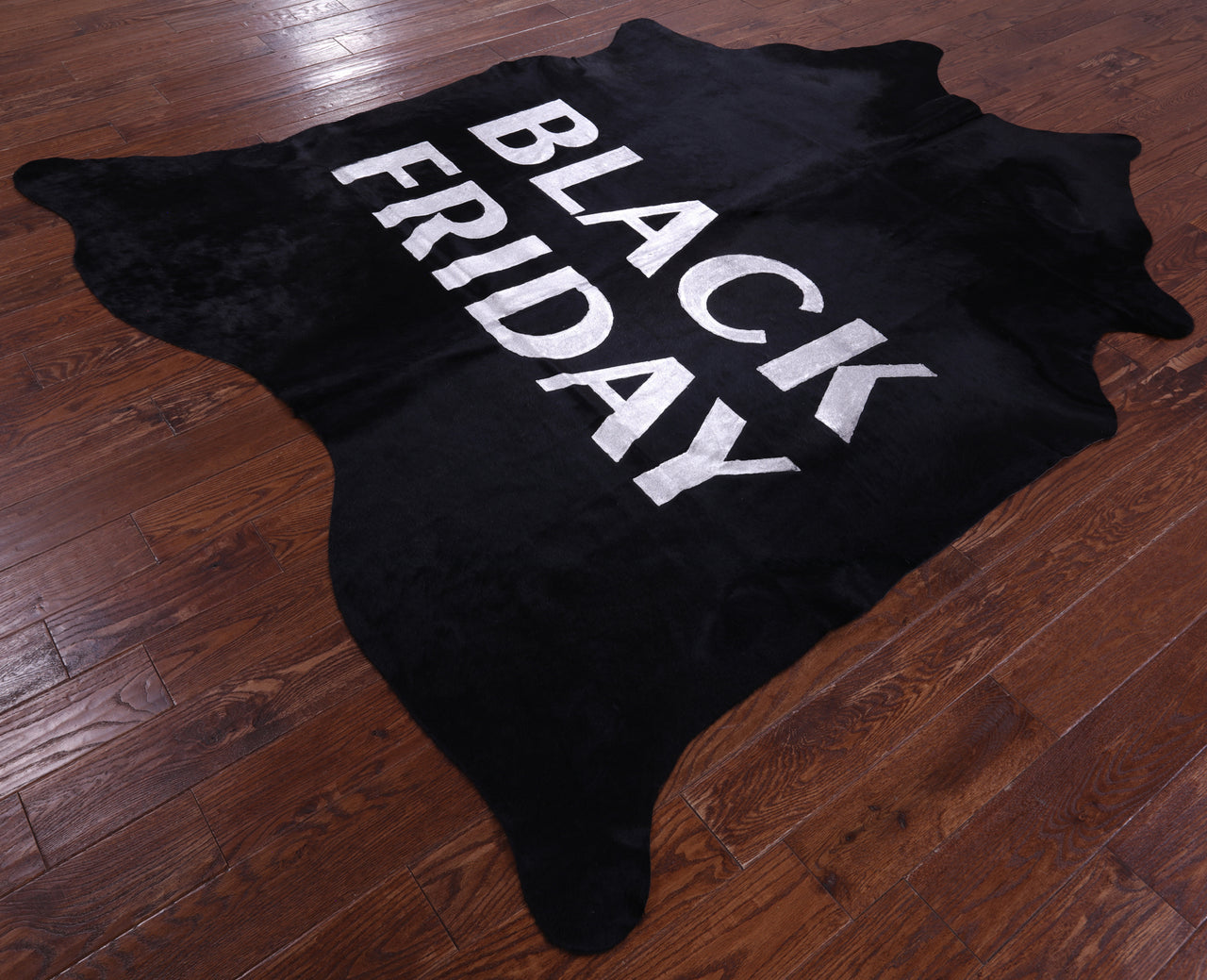Black Friday Printed Natural Cowhide Rug - XX-Large 7'9"H x 7'1"W