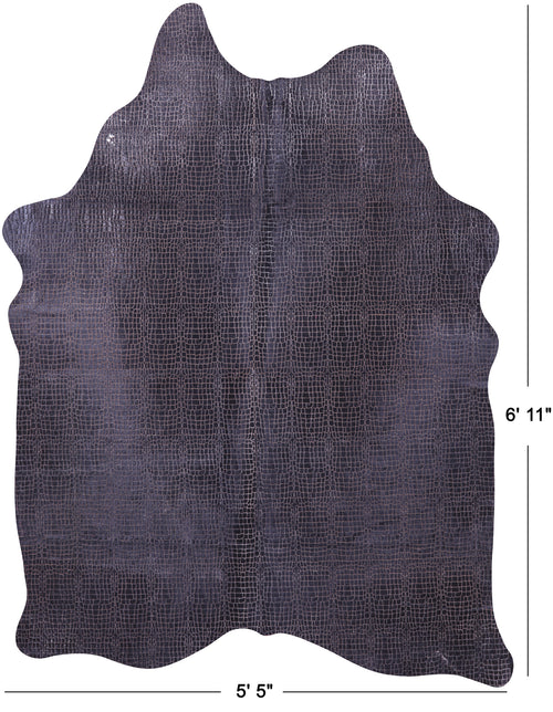 Crocodile Animal Print Laser Engraved Natural Cowhide Rug - Large 6'11