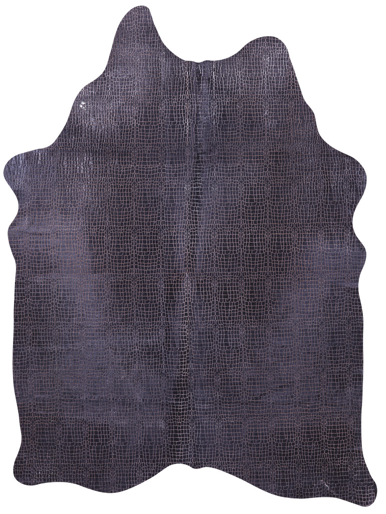 Crocodile Animal Print Laser Engraved Natural Cowhide Rug - Large 6'11"H x 5'5"W