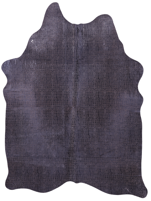 Crocodile Animal Print Laser Engraved Natural Cowhide Rug - Large 6'11