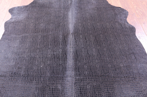 Crocodile Animal Print Laser Engraved Natural Cowhide Rug - Large 6'11