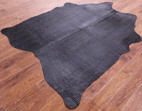 Crocodile Animal Print Laser Engraved Natural Cowhide Rug - Large 6'11