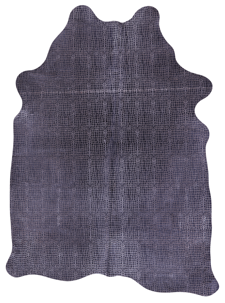 Crocodile Animal Print Laser Engraved Natural Cowhide Rug - Large 6'6"H x 5'0"W