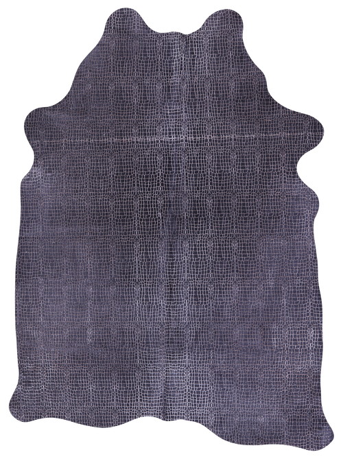 Crocodile Animal Print Laser Engraved Natural Cowhide Rug - Large 6'6